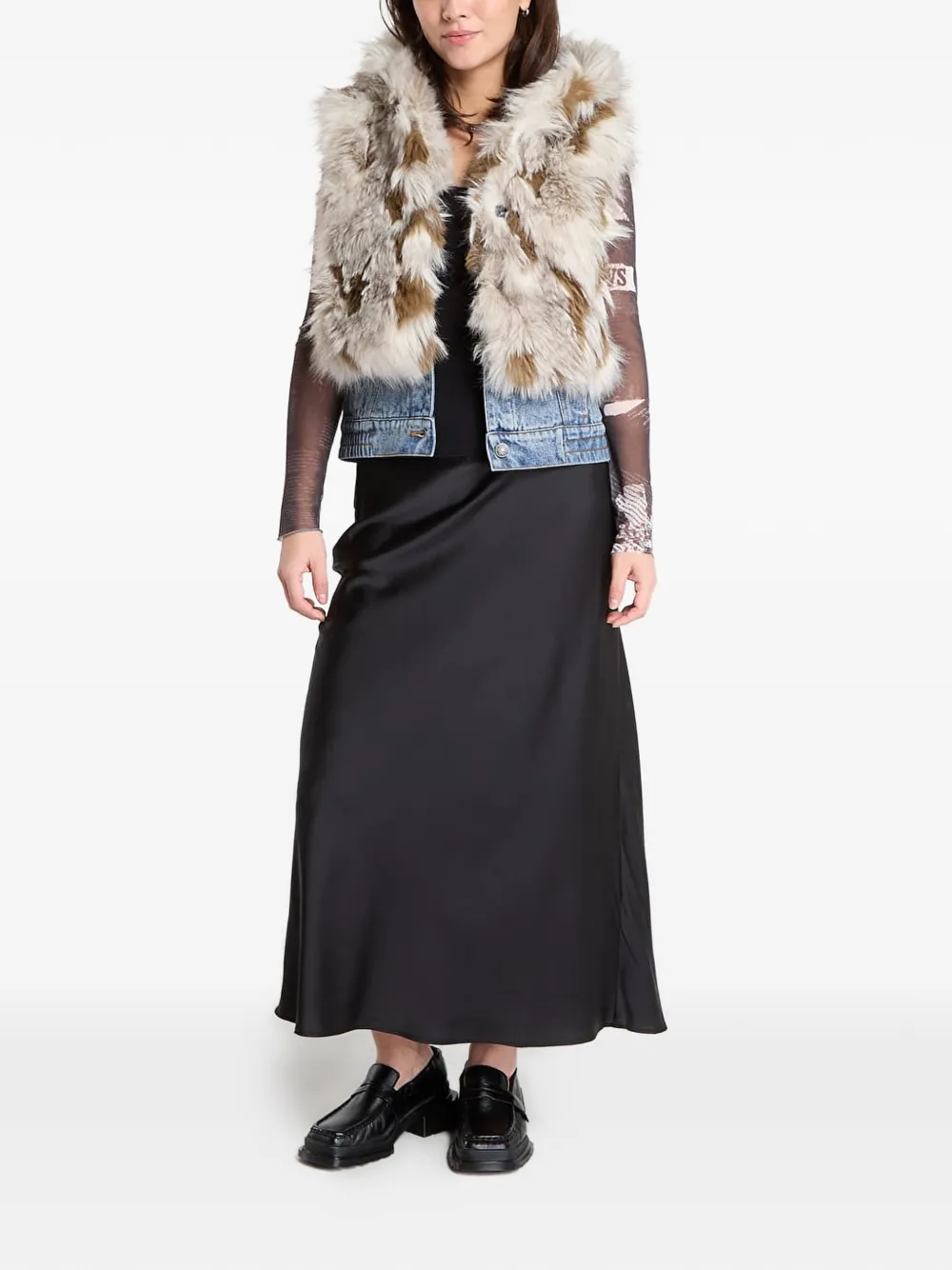 Desigual Gilet van imitatiebont met vlakken Bruin