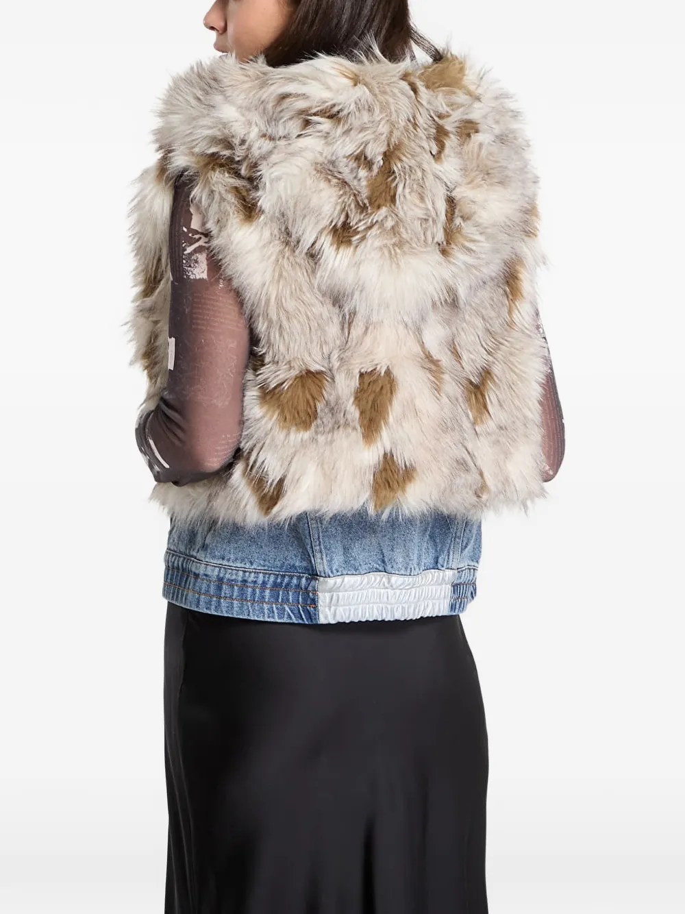Desigual Gilet van imitatiebont met vlakken Bruin