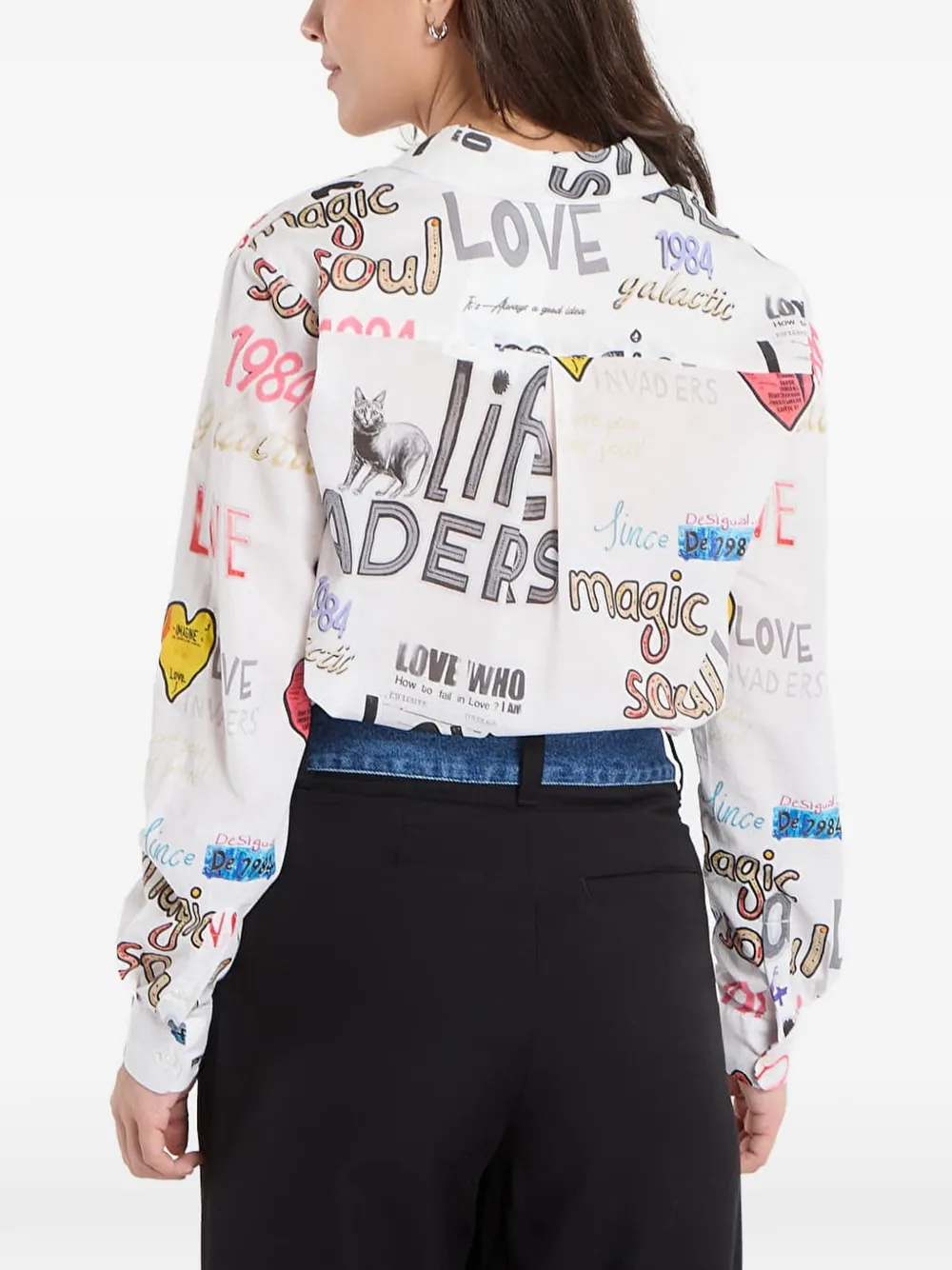 Desigual Overhemd met grafische print Wit