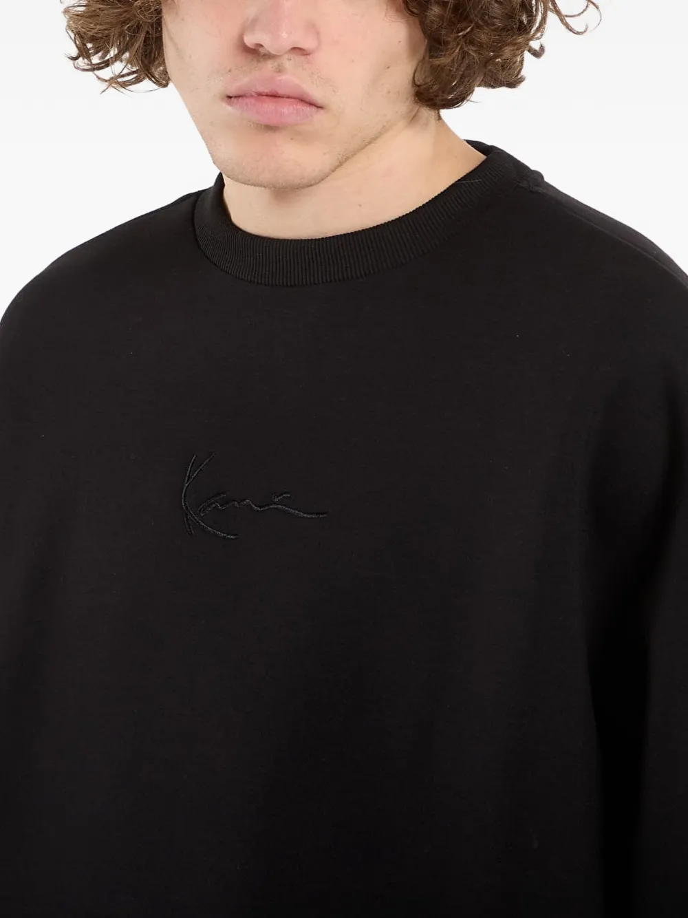 karl kani Signature Scuba Os sweater met ronde hals Zwart