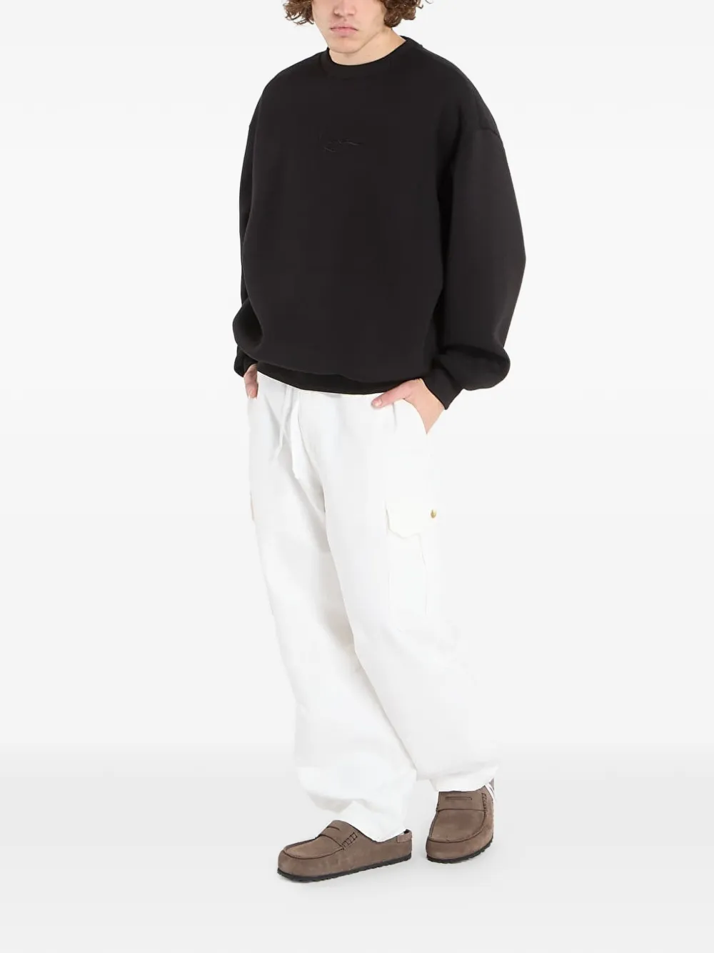 karl kani Signature Scuba Os sweater met ronde hals Zwart