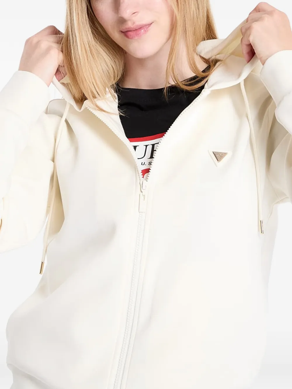 GUESS USA Hoodie met logoplakkaat Wit