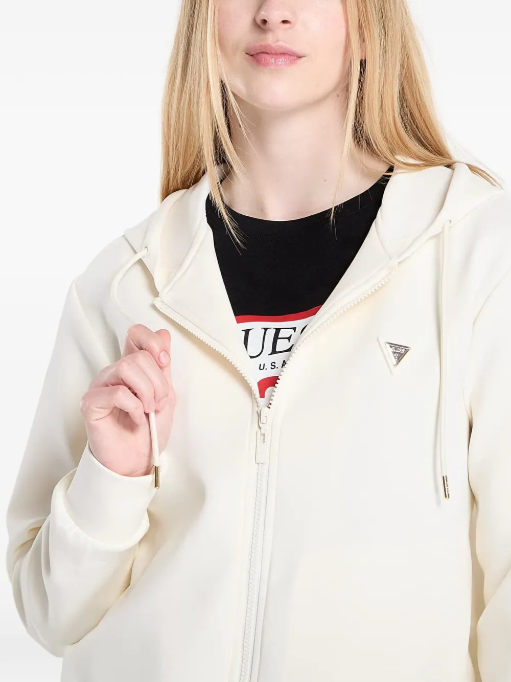 GUESS USA Hoodie met logoplakkaat Wit