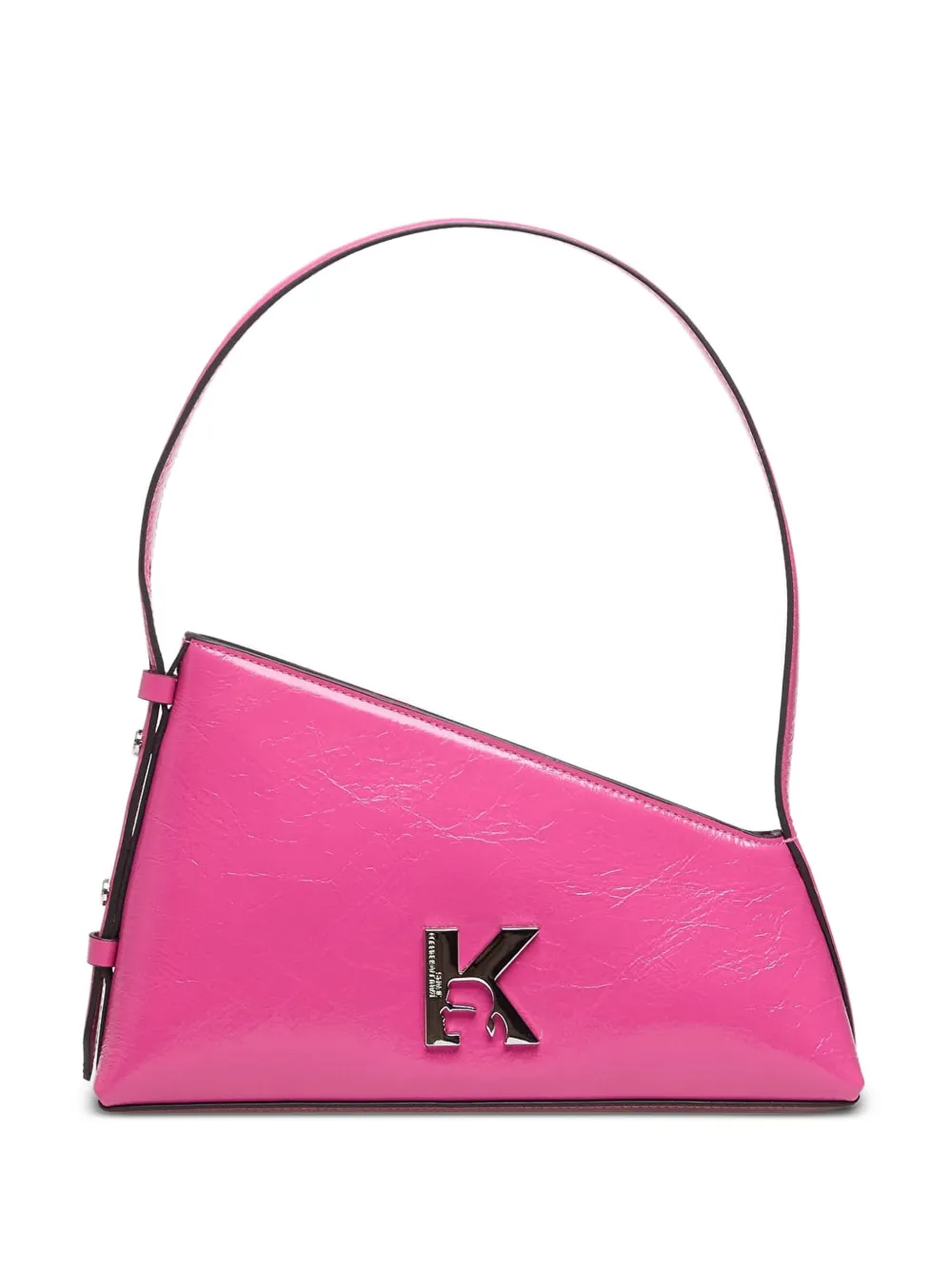 Karl Lagerfeld Jeans Geo asymmetric crinkled-effect shoulder bag - Pink