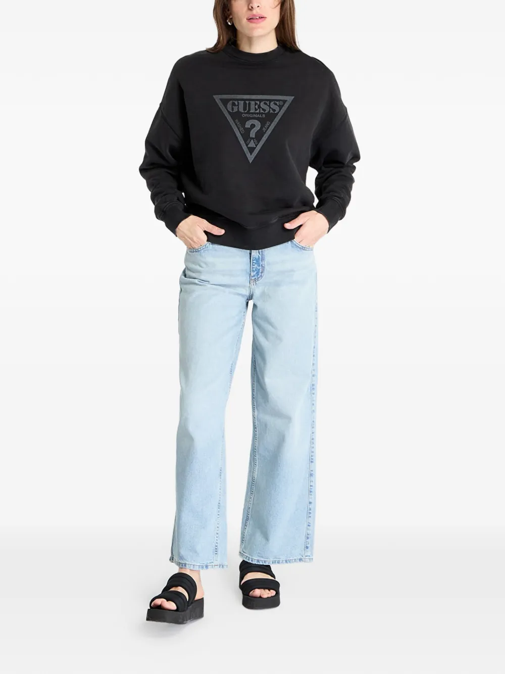 GUESS USA Trui met logoprint Zwart