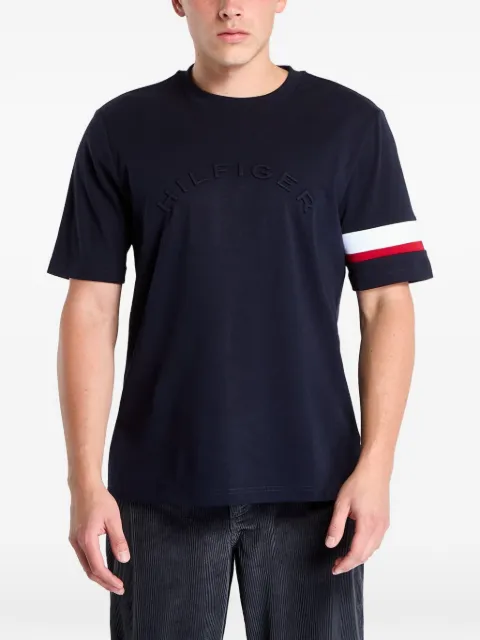 Tommy Hilfiger embossed-logo stripe-detail T-shirt
