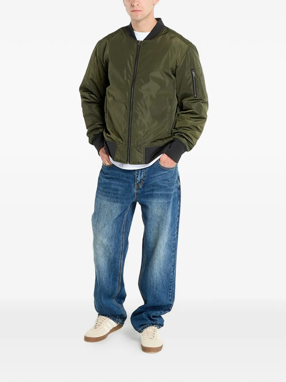 Urban Classics Bomberjack met rits Groen