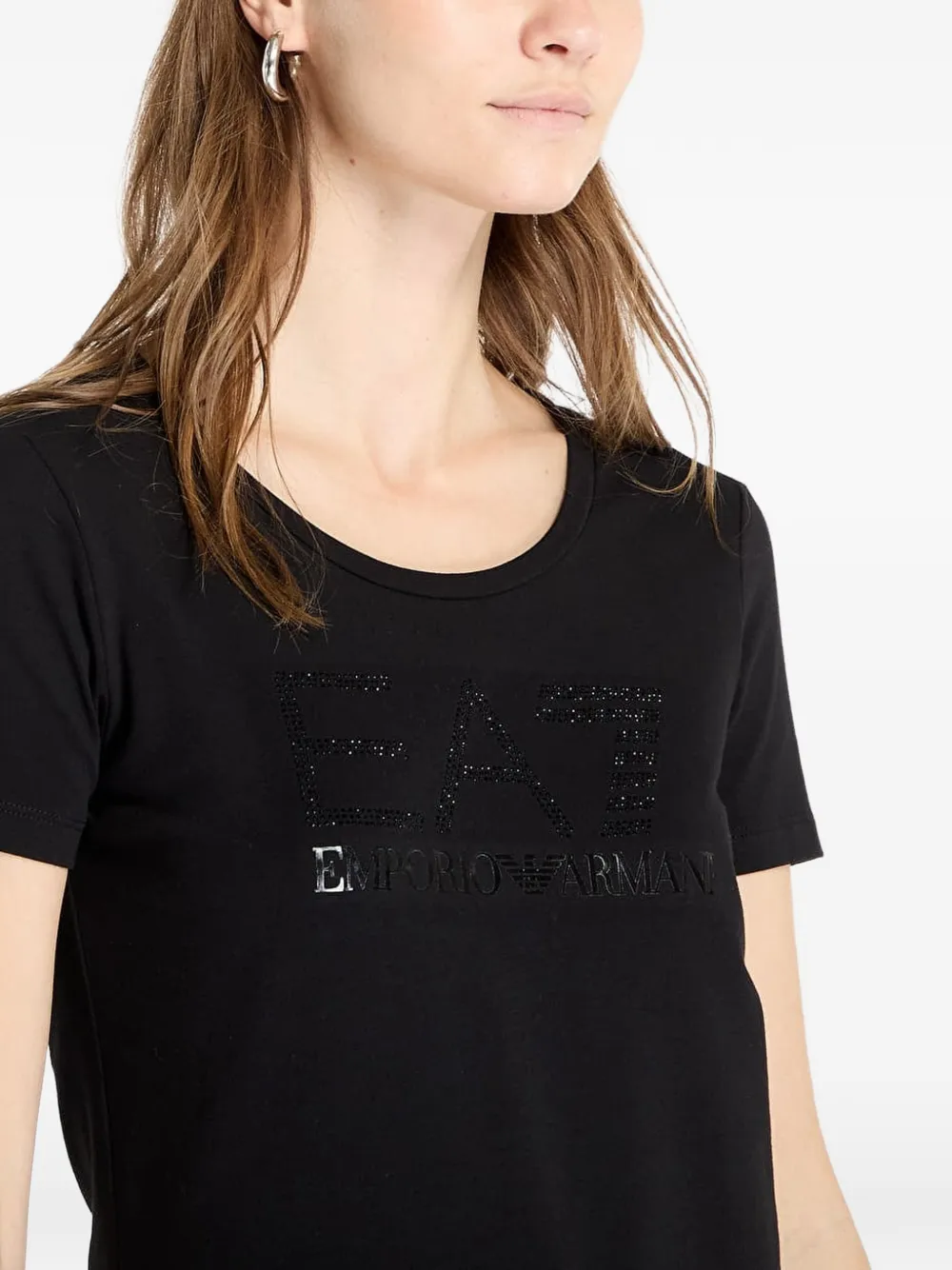 Ea7 Emporio Armani T-shirt met logodetail Zwart