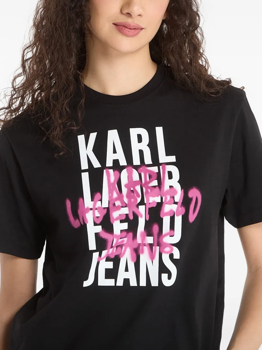 Karl Lagerfeld Jeans T-shirt met graffiti-effect en logoprint Zwart