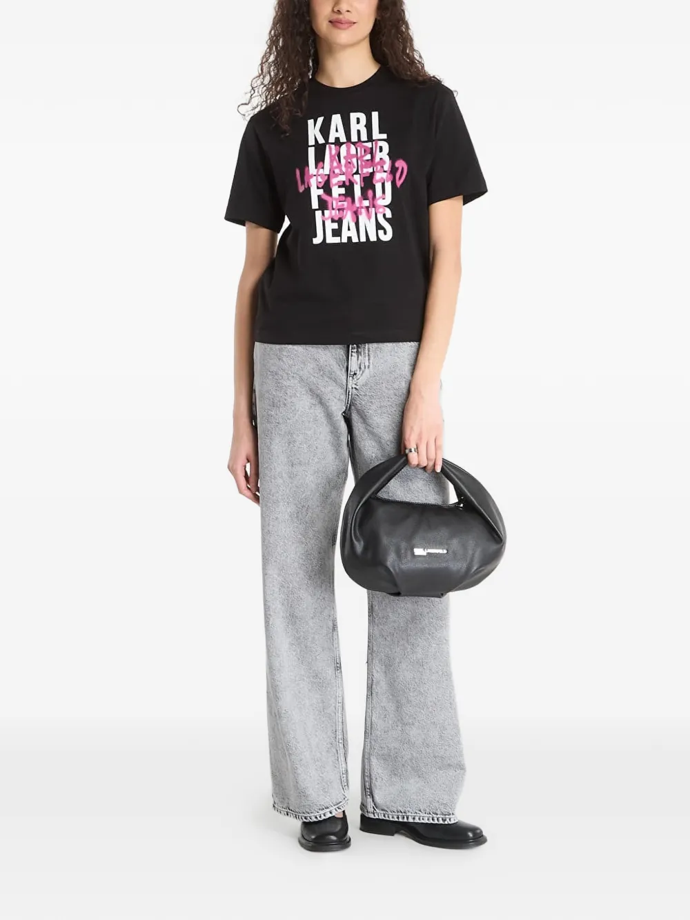 Karl Lagerfeld Jeans T-shirt met graffiti-effect en logoprint Zwart