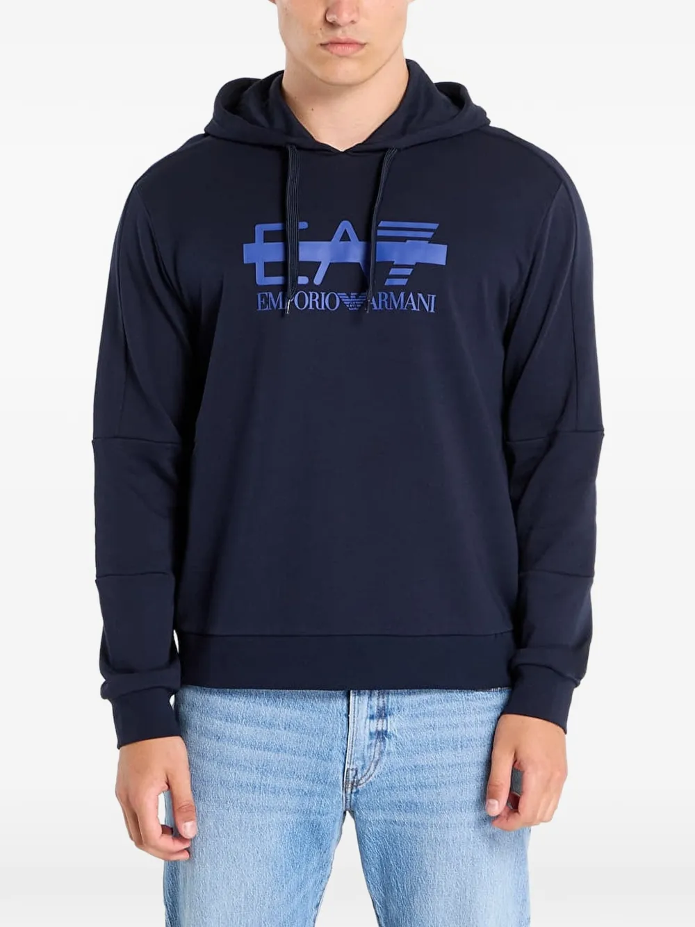 Ea7 Emporio Armani logo-print hoodie - Blau