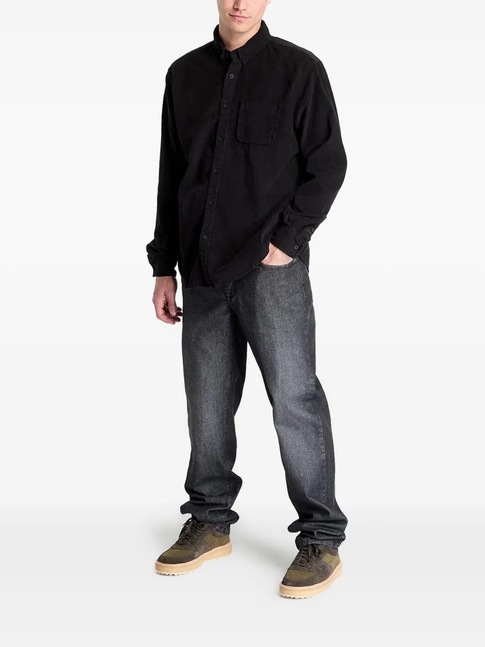 Urban Classics Ribfluwelen overhemd Zwart