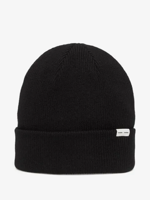 SAMSOE SAMSOE logo-patch ribbed beanie 