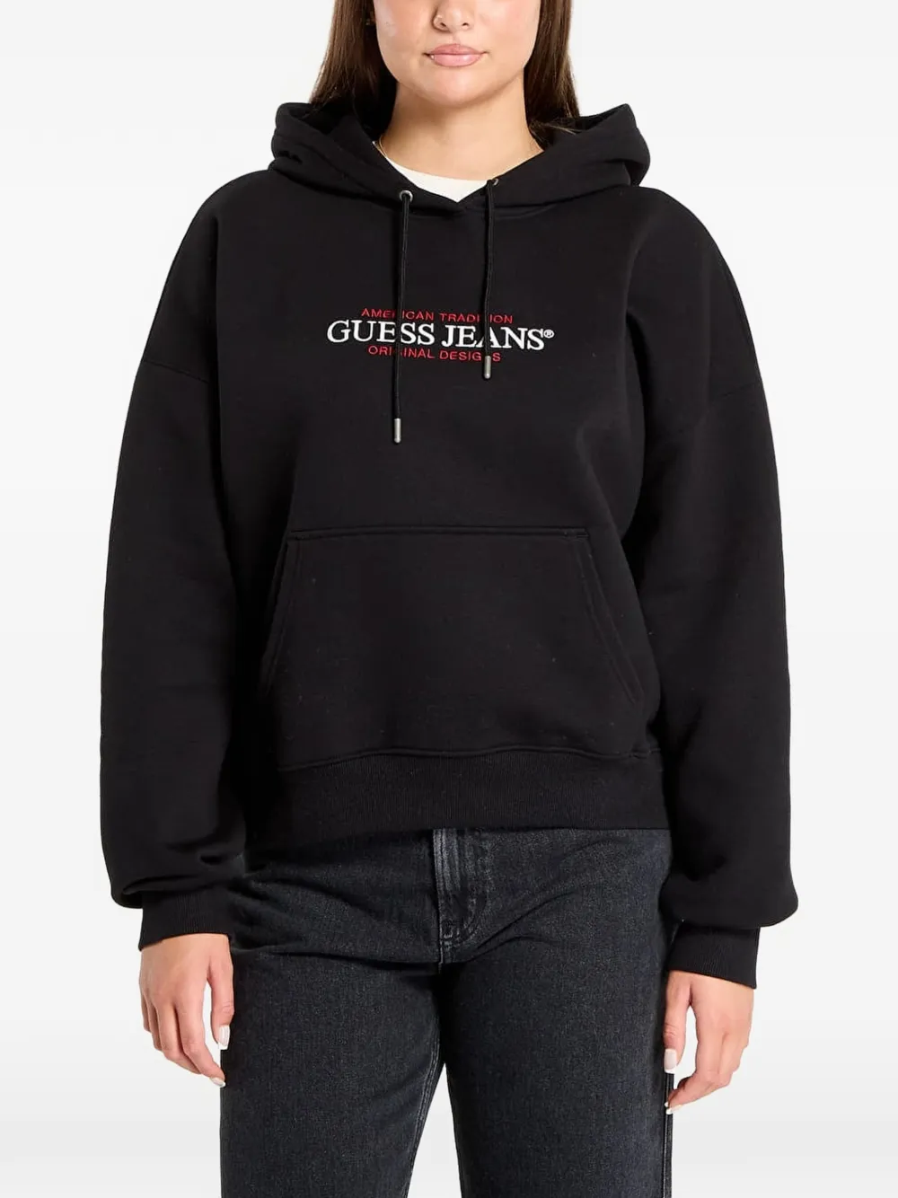 GUESS USA logo-print drawstring hoodie - Nero
