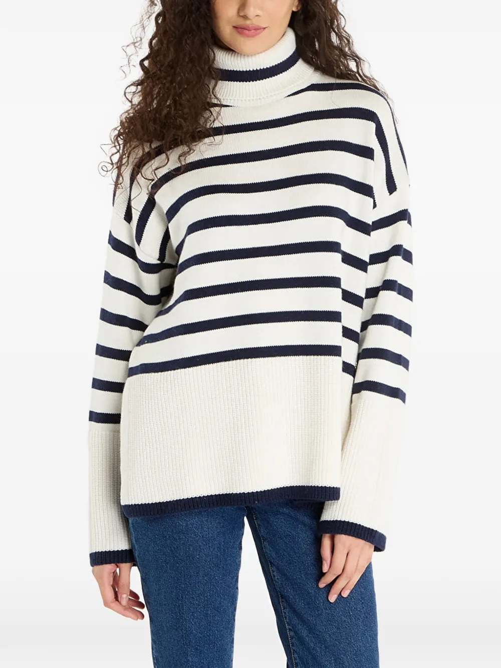 GUESS USA stripe-pattern roll-neck sweater - Bianco