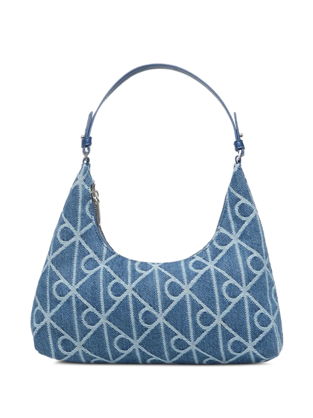 Calvin Klein monogram-pattern denim shoulder bag - Blu