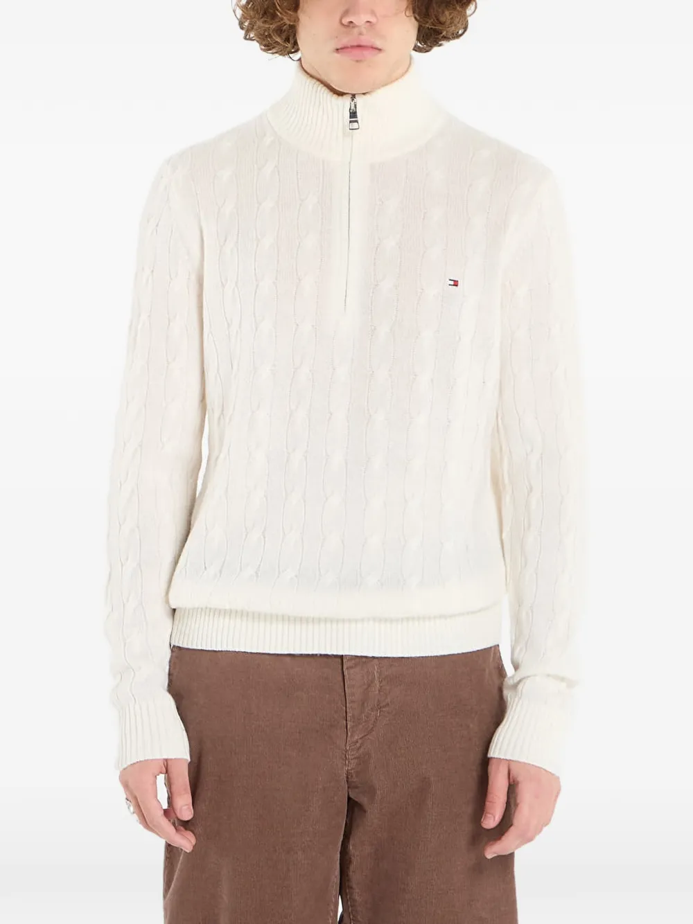 Tommy Hilfiger cable-knit quarter-zip sweater - Toni neutri