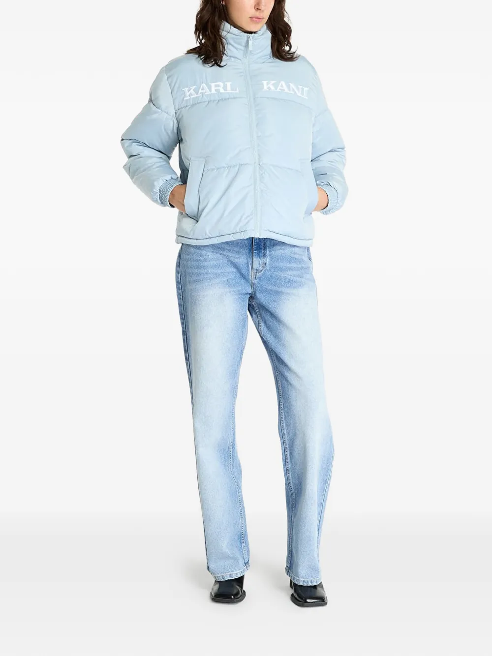 karl kani Retro Essential donsjack met geborduurd logo Blauw
