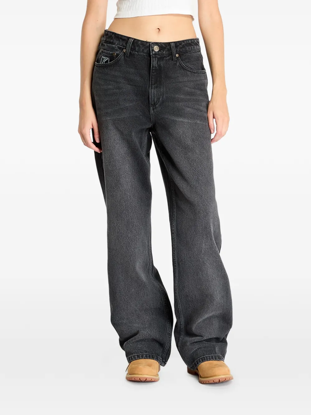Karl kani Jeans met geborduurd logo Zwart