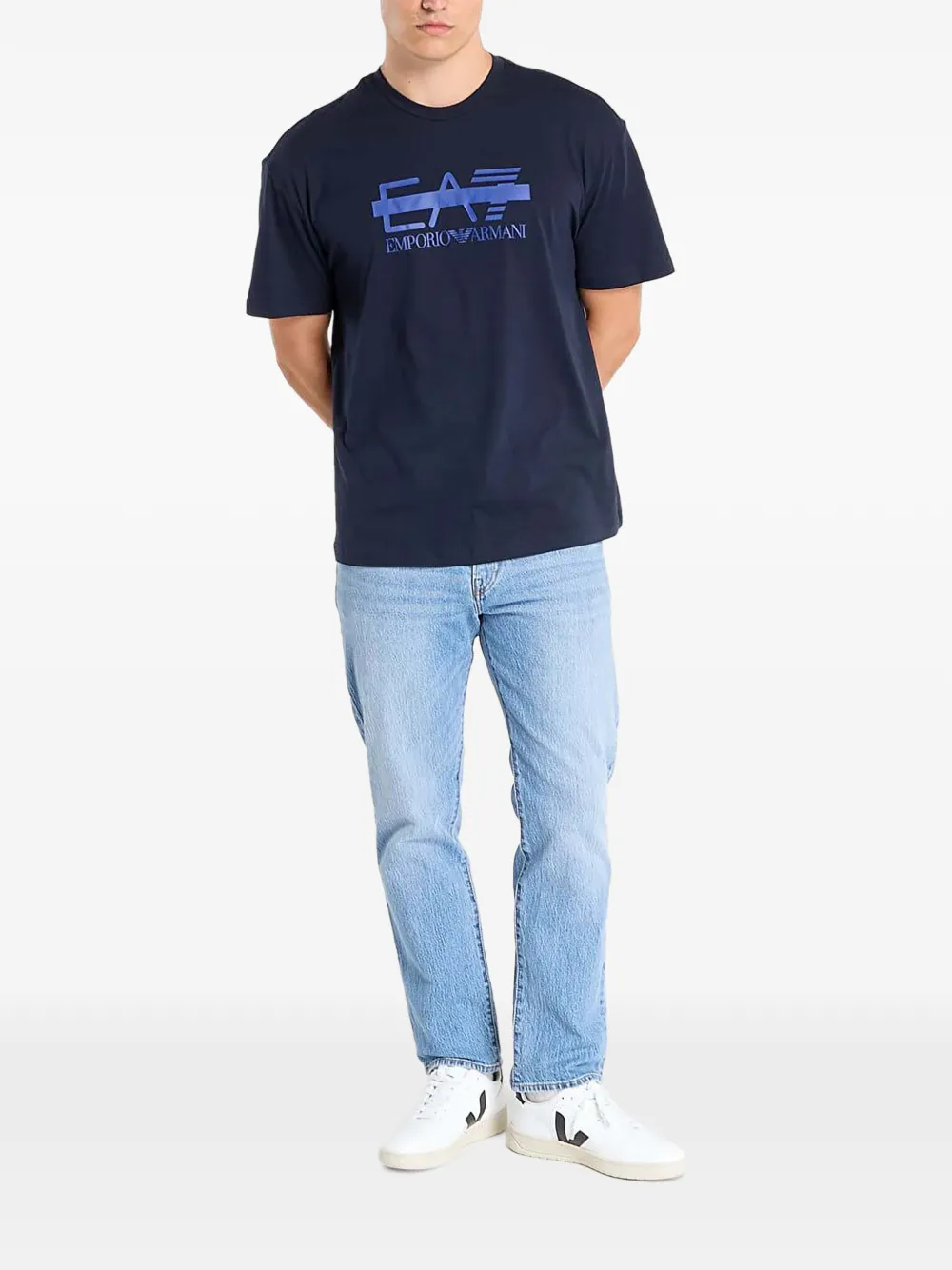 Ea7 Logo-print T-shirt In Blue