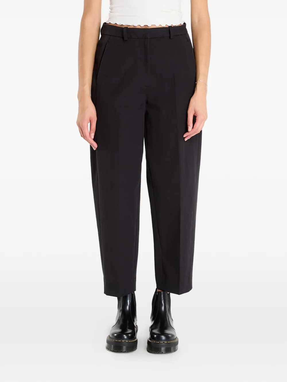 Tommy Hilfiger Barrel Leg Gabardine pleated cotton trousers - Nero