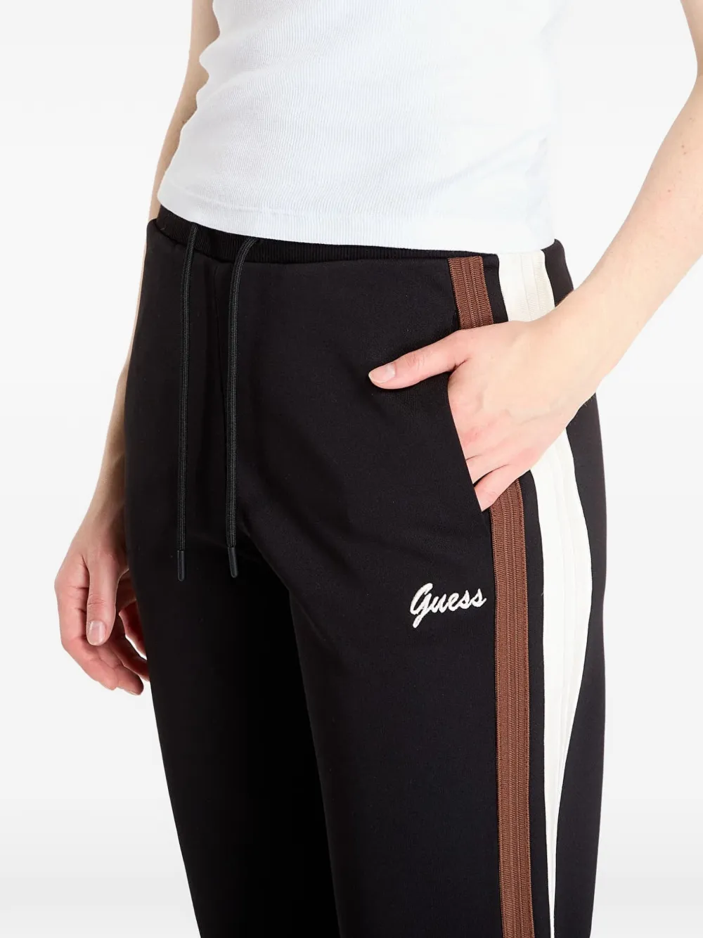 GUESS USA Trainingsbroek met zijstreep Zwart
