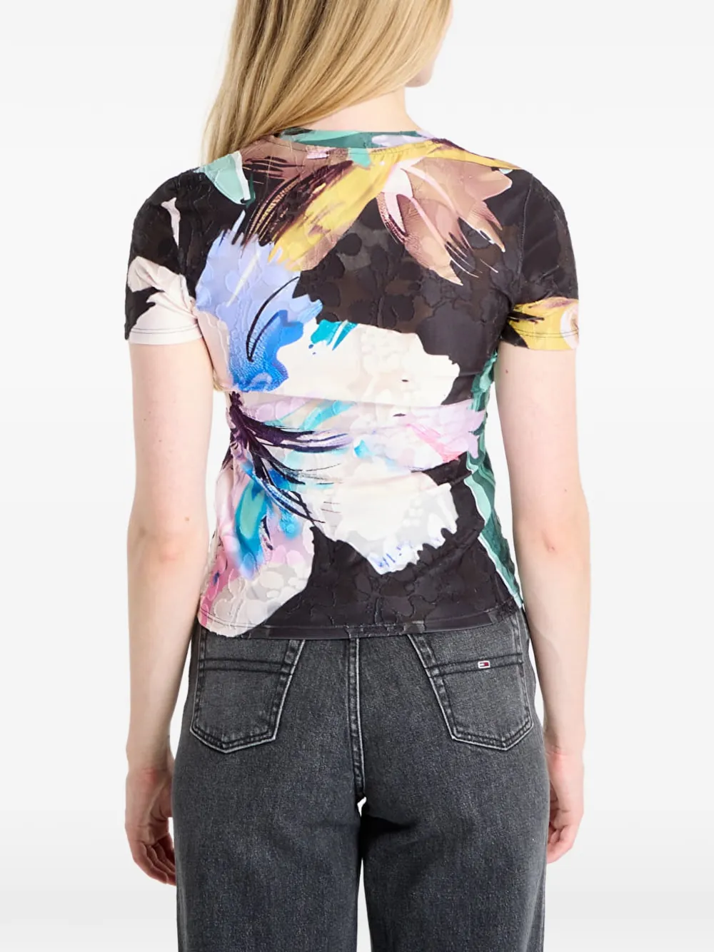 Desigual T-shirt met bloemenprint Zwart