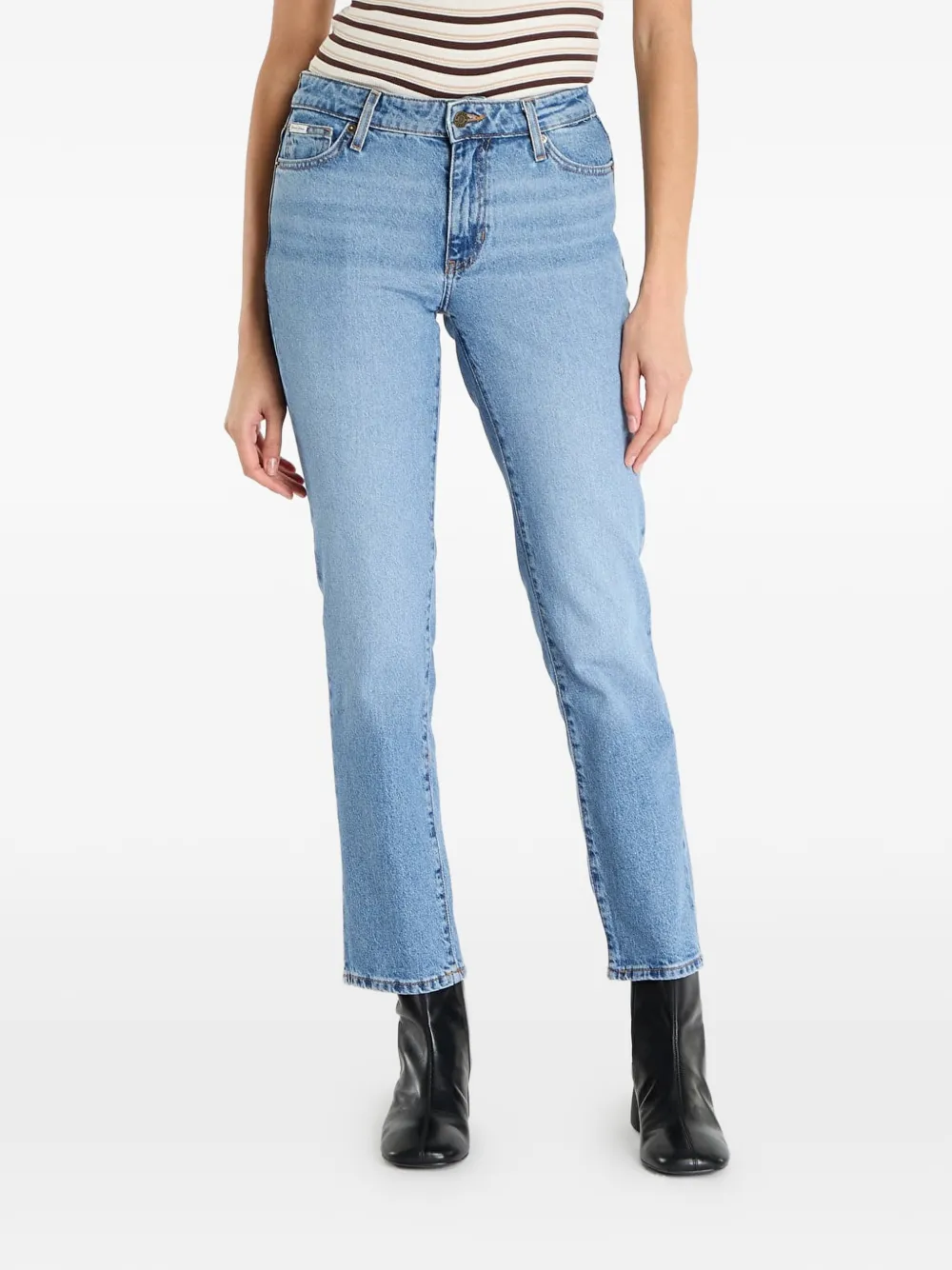 GUESS USA G08 whiskered logo-patch jeans - Blu