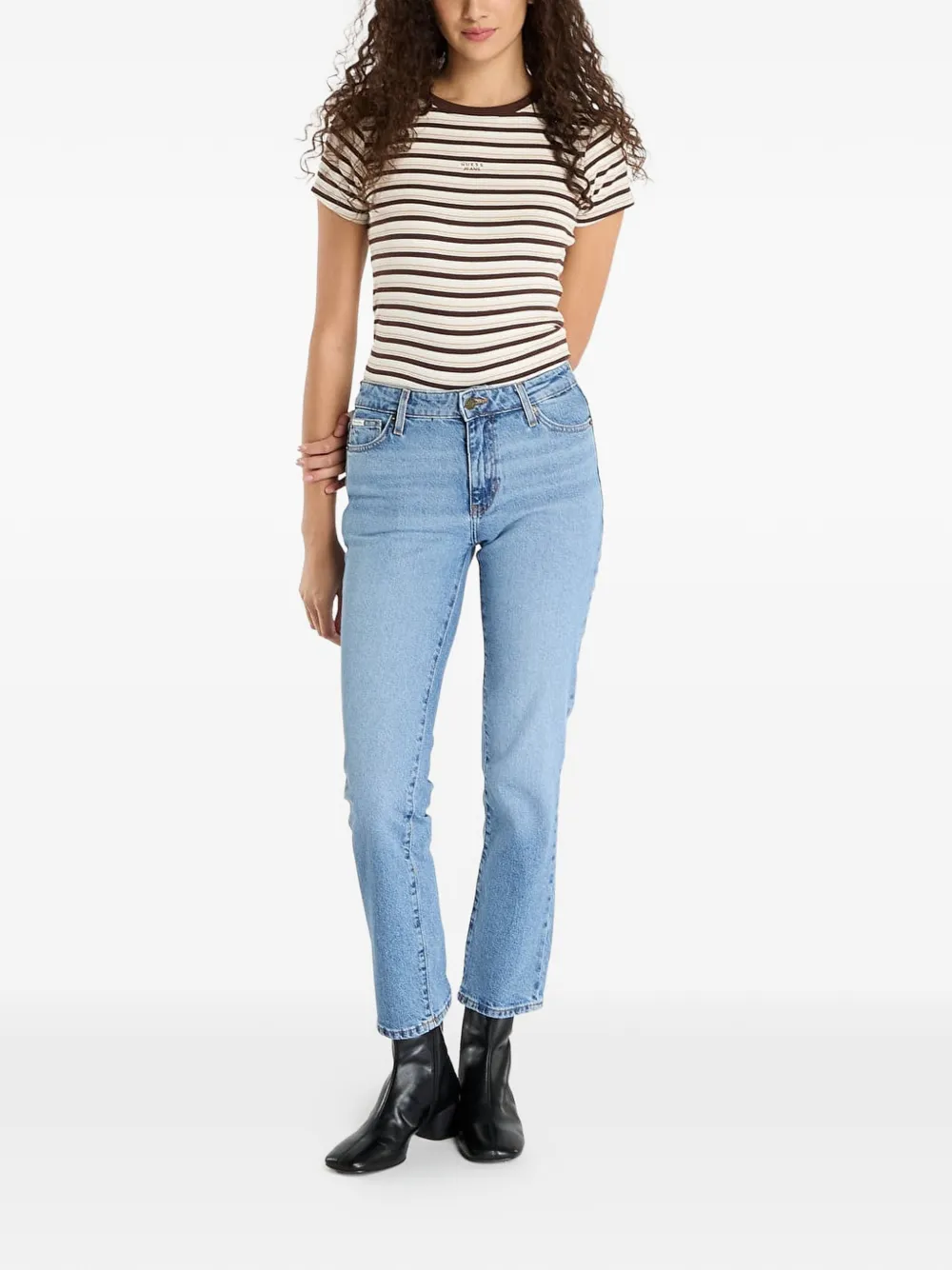 GUESS USA G08 whisker jeans met logopatch Blauw