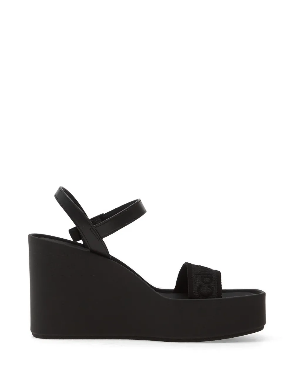 Calvin Klein Sandalen met sleehak en geborduurd logo Zwart