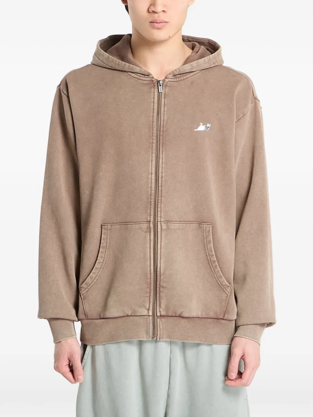 Ripndip Castanza hoodie met logopatch en acid wassing Bruin