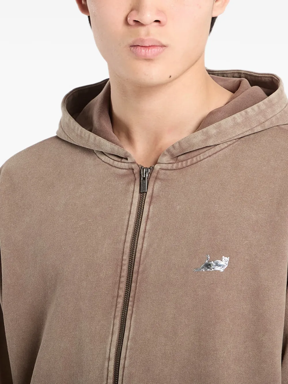 Ripndip Castanza hoodie met logopatch en acid wassing Bruin
