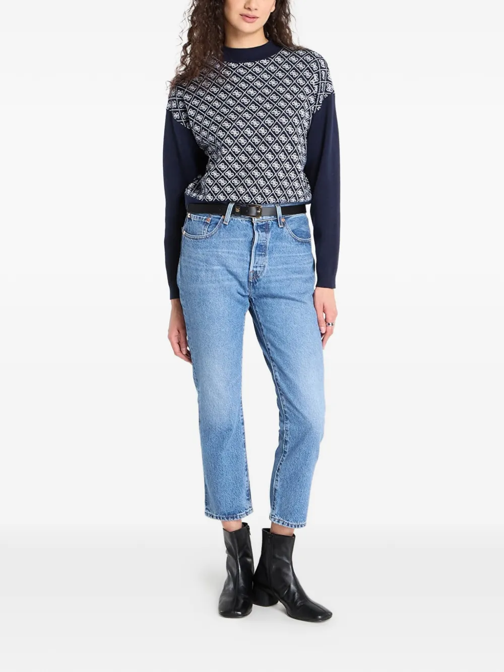 GUESS USA Aubrey trui met monogram-print Blauw