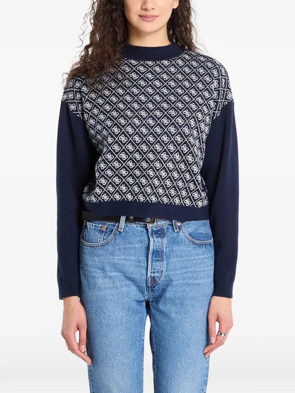 GUESS USA Aubrey monogram-pattern sweater - Blu