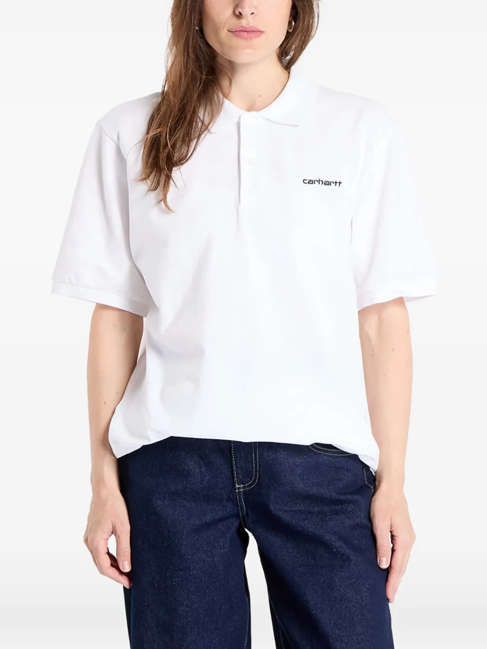 Carhartt WIP Poloshirt met logoprint Wit