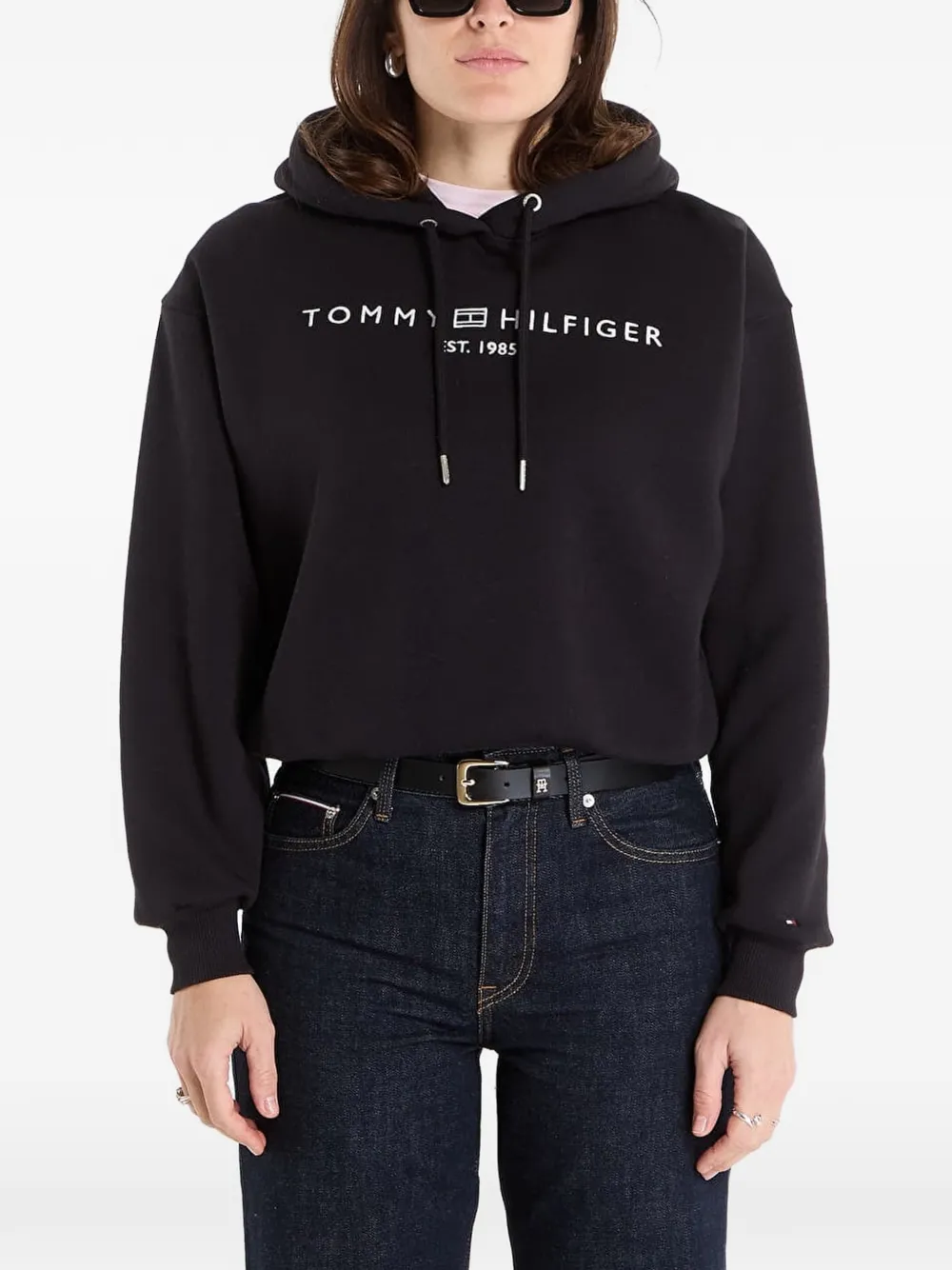 Tommy Hilfiger Felpa con cappuccio e logo - Nero