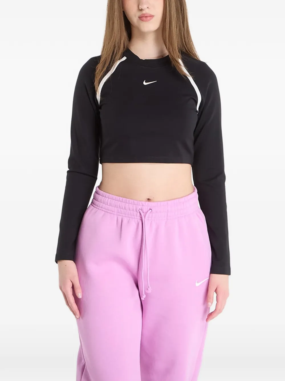 Nike piped cropped t-shirt - Nero