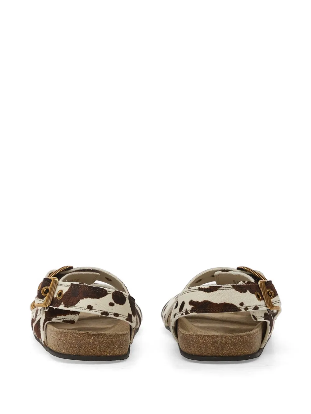 AllSaints Staffa cow-print buckle-strap sandals Beige