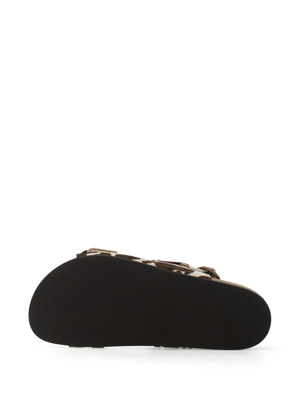 AllSaints Staffa cow-print buckle-strap sandals Beige