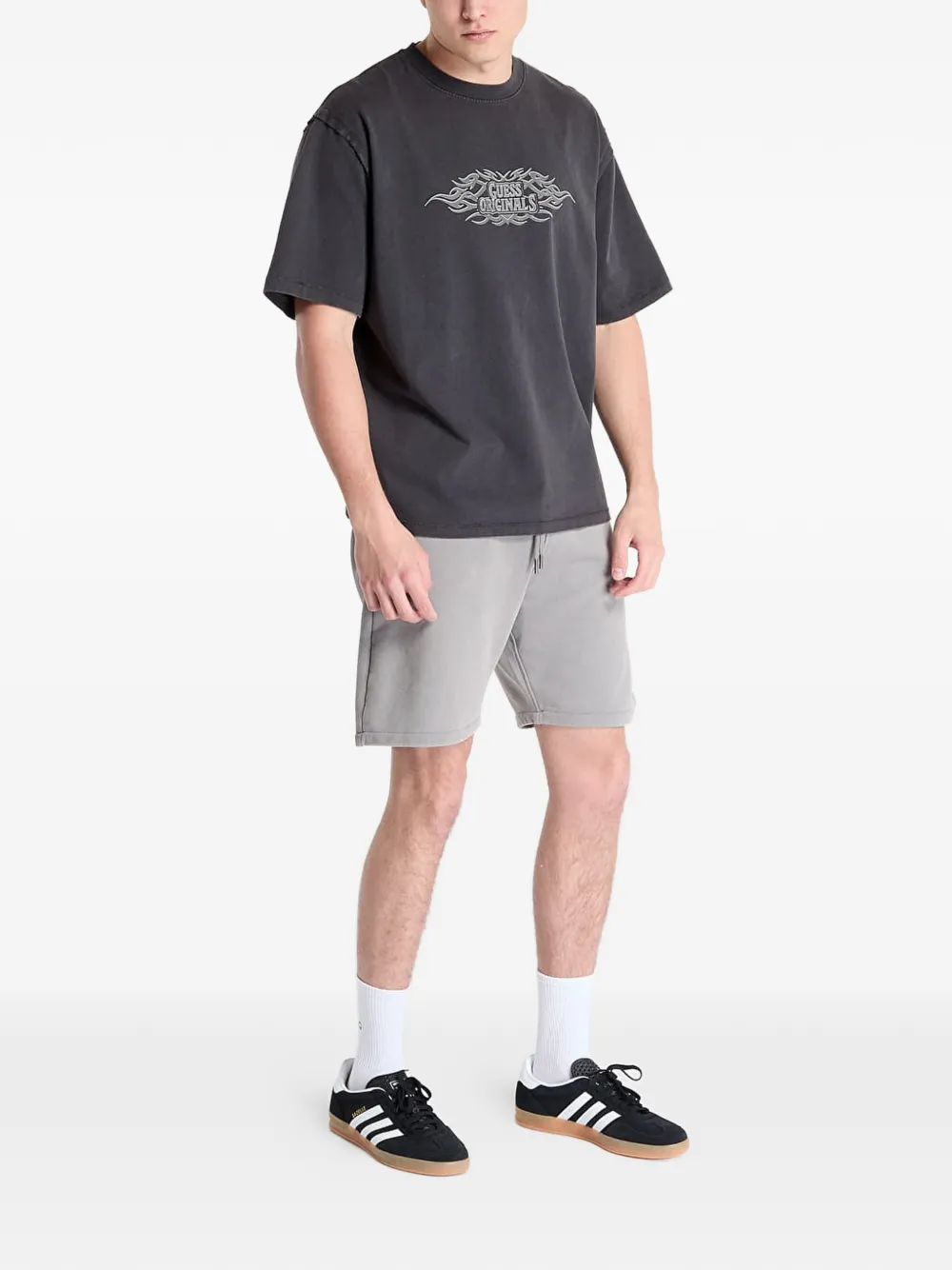 GUESS USA T-shirt met logoprint Grijs