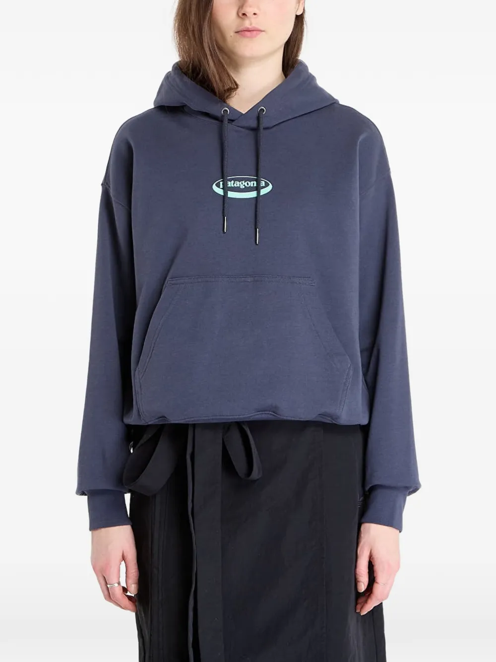 Patagonia logo-print drawstring hoodie - Blau
