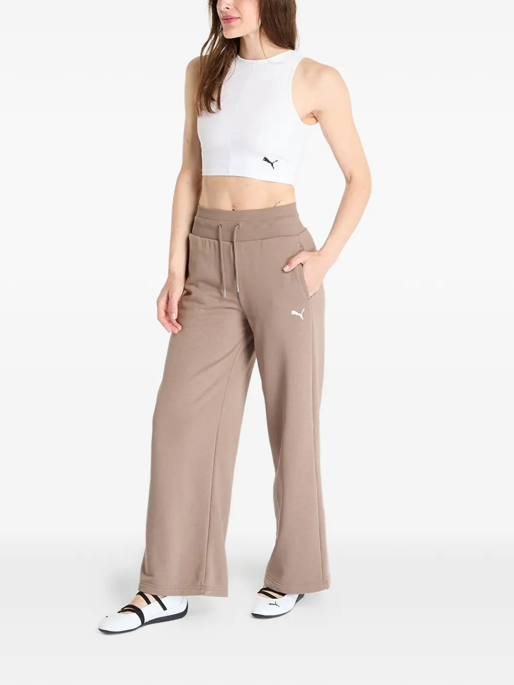 Puma Logo-print Drawstring Track Pants In Nude