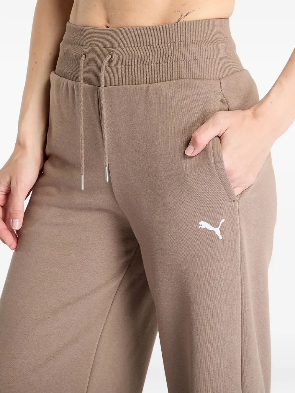 Puma Logo-print Drawstring Track Pants In Nude