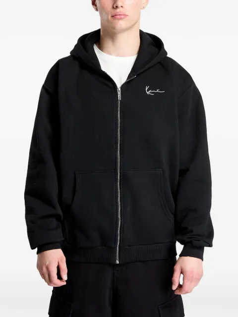 karl kani hoodie con logo bordado y cierre