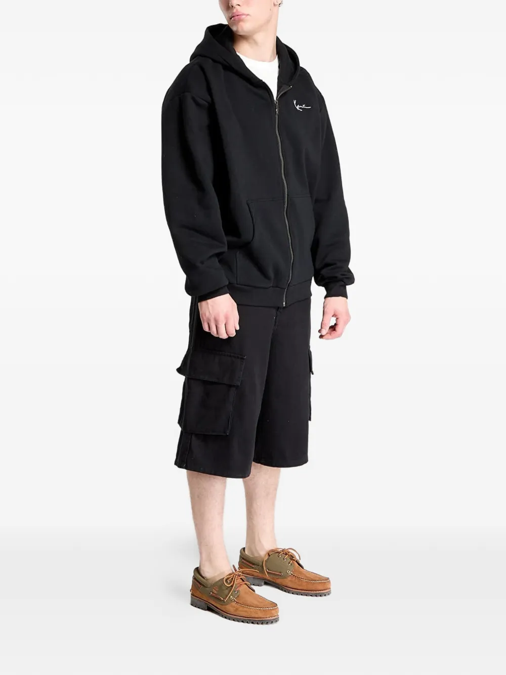 karl kani Hoodie met geborduurd logo Zwart