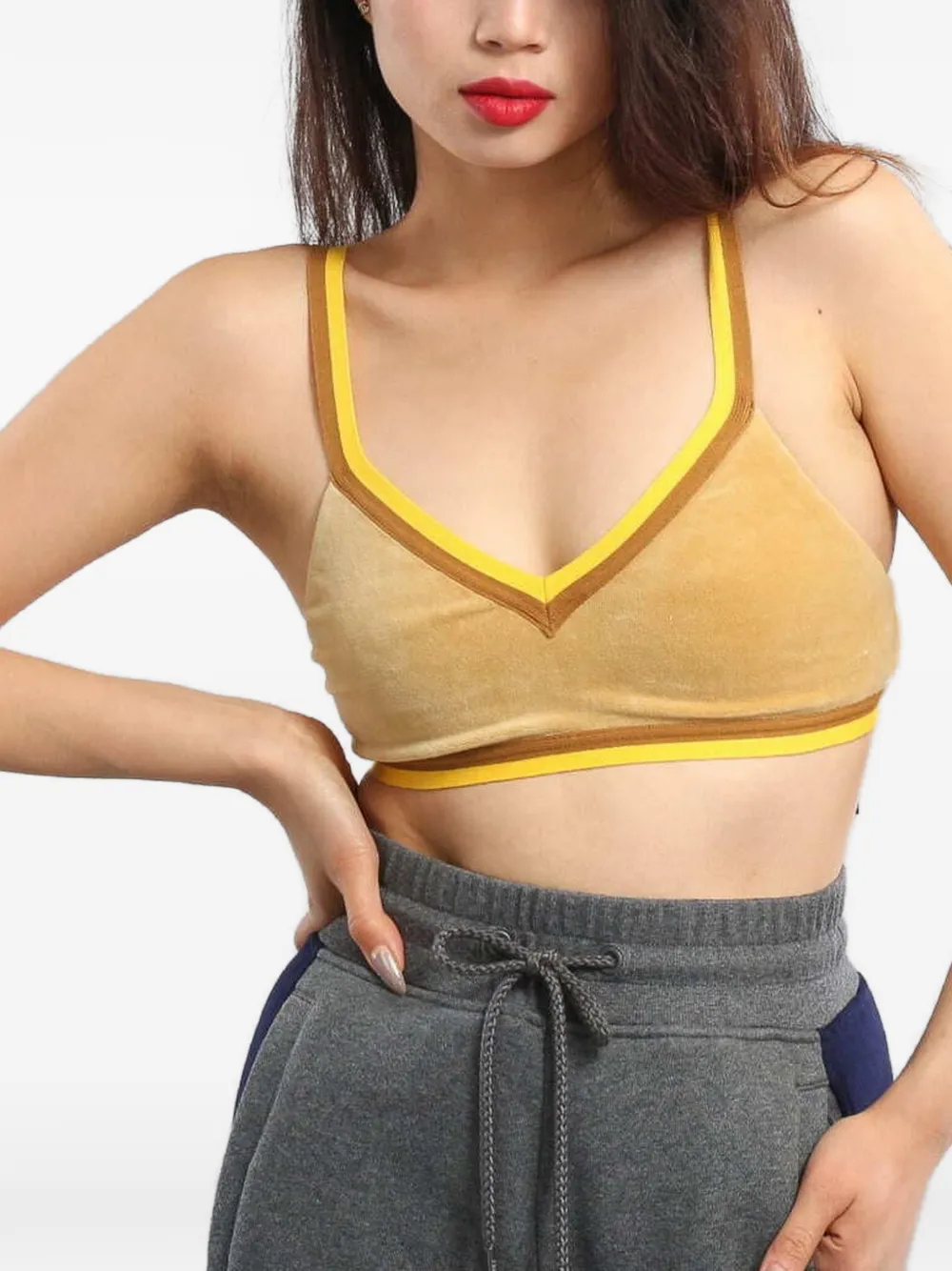 PUMA velvet V-neck top - Giallo