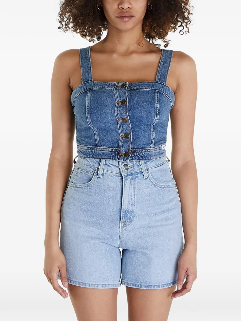 LEE First Rainfall panelled button-front tank top - Blu