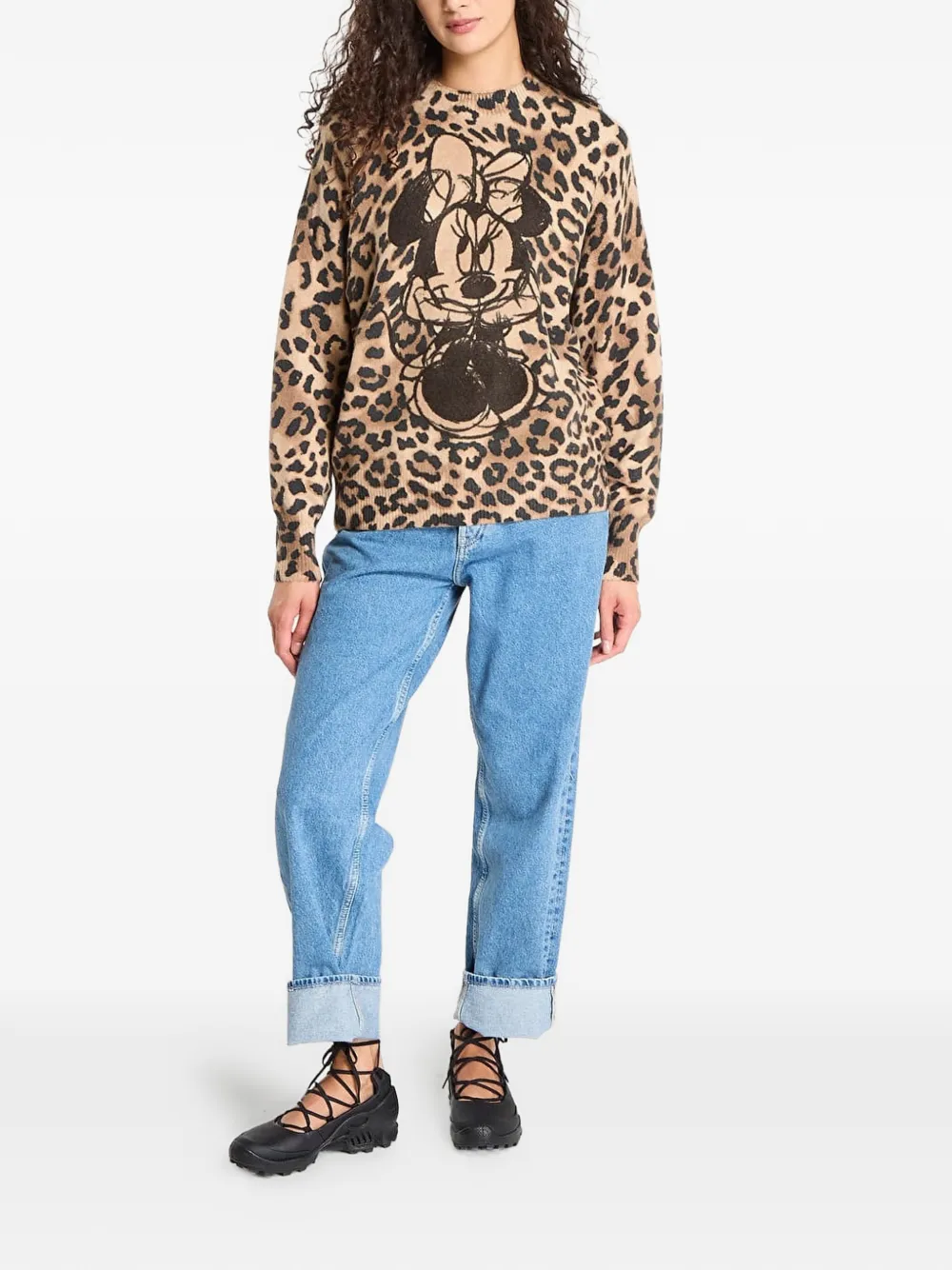Desigual X Disney Minnie Mouse Leopard-print Sweater In Animal Print
