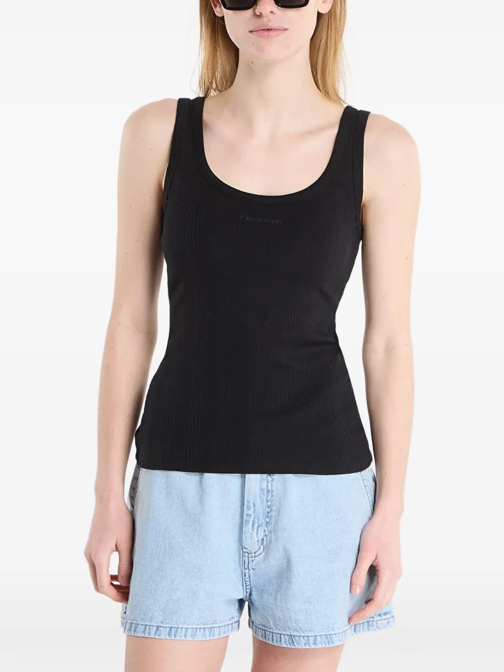 Calvin Klein ribbed logo-print tank top - Nero