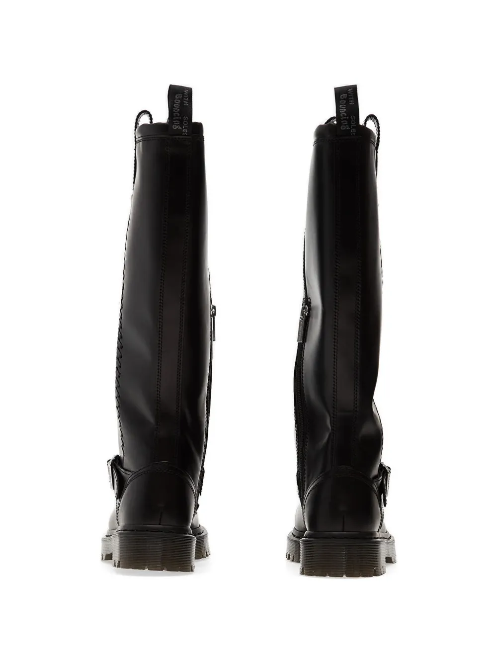 Dr Martens Anistone leren laarzen met gespbandje Zwart